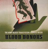 1943 Abram Games WW2 "Blood Donors" British Vintage Poster Large