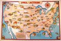 1930's PWA Public Works Administration Vintage WPA era Poster Map