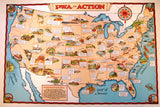 1930's PWA Public Works Administration Vintage WPA era Poster Map