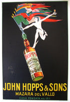 1923 John Hopps of Sicily Italy Vintage Italian Wine Poster