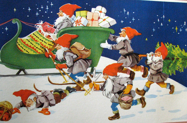 1940's Original Vintage Christmas Elves Swedish Poster – Vintage