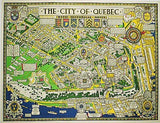 1932 Quebec City Canada Vintage Travel Poster Decorative Antique Map